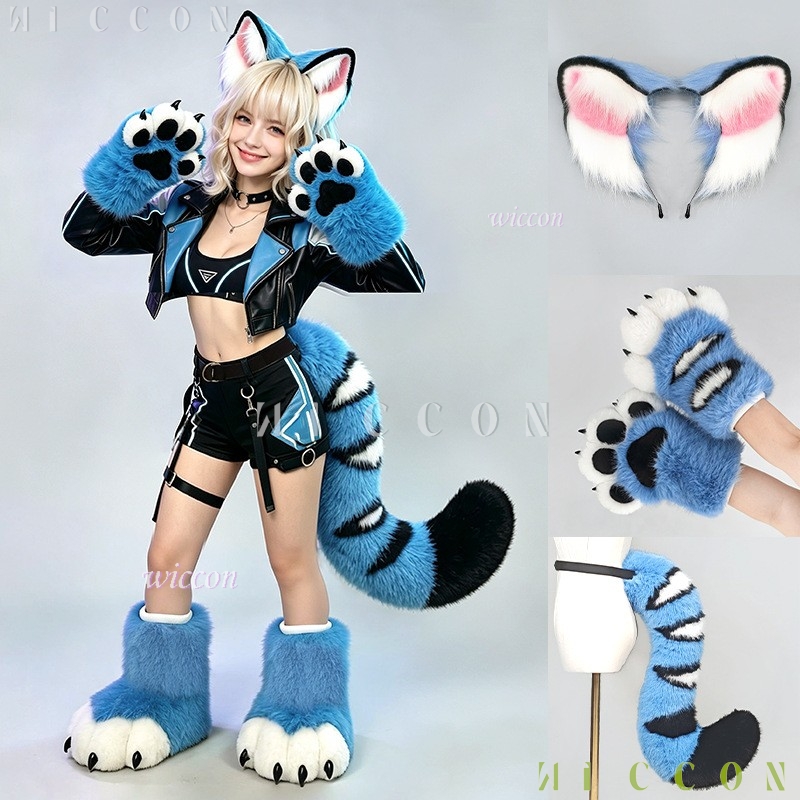 Anime Cosplay Ladies - Set Telinga dan Ekor Fursuit Harimau