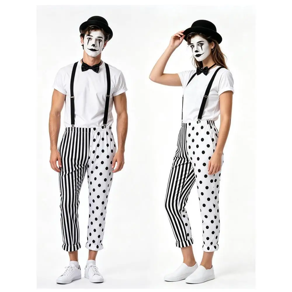 Setelan Badut Mime Hitam Putih - Anime Cosplay Couple ulasan dan harga