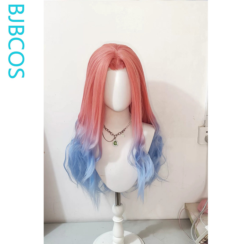 Wig yang ditata ‌ Wig Cosplay  - Anime Cosplay Blue Hair ulasan dan harga